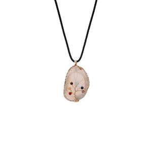 Multi-Color Natural Stone Tree Of Life Charm Necklace - Adina Eden's Jewels