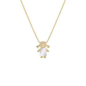 Mother of Pearl / Girl Pavé & Mother Of Pearl Kids Necklace - Adina Eden's Jewels
