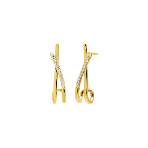 Gold Solid/Pave X Open Stud Earring - Adina Eden's Jewels