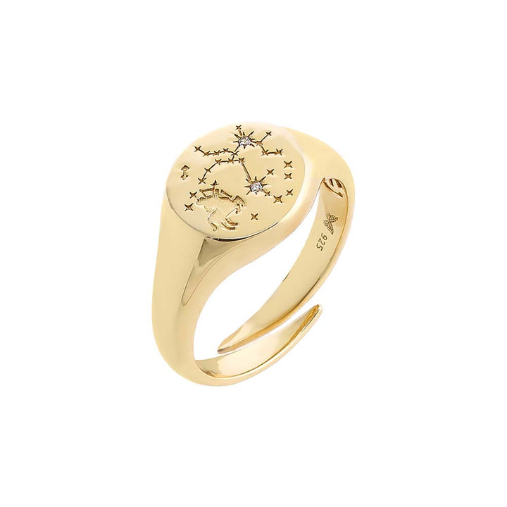 Gold / Sagittarius Zodiac Signet Pinky Ring - Adina Eden's Jewels