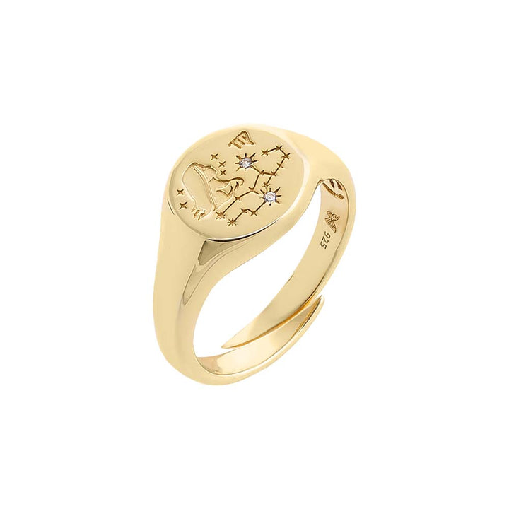 Gold / Virgo Zodiac Signet Pinky Ring - Adina Eden's Jewels