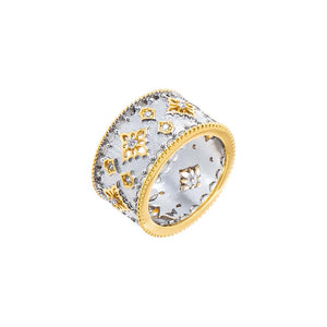 Vintage Inspired Two Tone Wide Band Ring