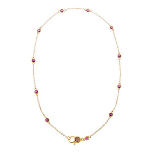 Ruby Red / 18IN Colored Station Lobster Clasp Link Chain Necklace 18" - Adina Eden's Jewels