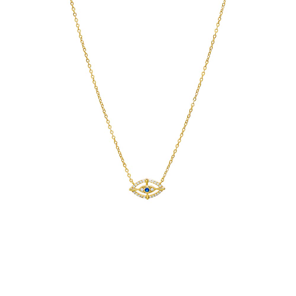 Gold CZ Evil Eye Pendant Necklace - Adina Eden's Jewels