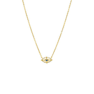 Gold CZ Evil Eye Pendant Necklace - Adina Eden's Jewels