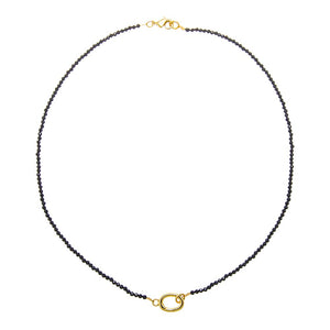 Black / 2MM Black Spinel Natural Stone Beaded Chain Clicker Necklace - Adina Eden's Jewels