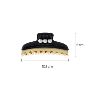 Triple Pearl Accented Two Tone Claw Clip - Adina Eden's Jewels