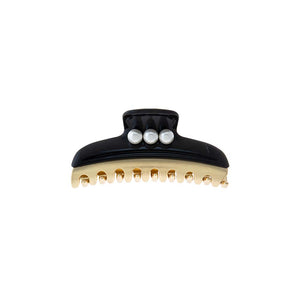 Black Triple Pearl Accented Two Tone Claw Clip - Adina Eden's Jewels