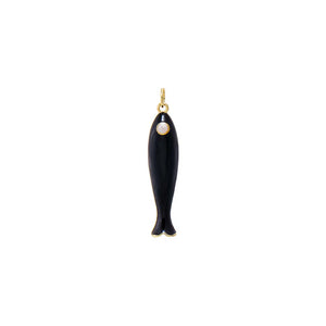 Black Enamel Colored Fish Charm - Adina Eden's Jewels