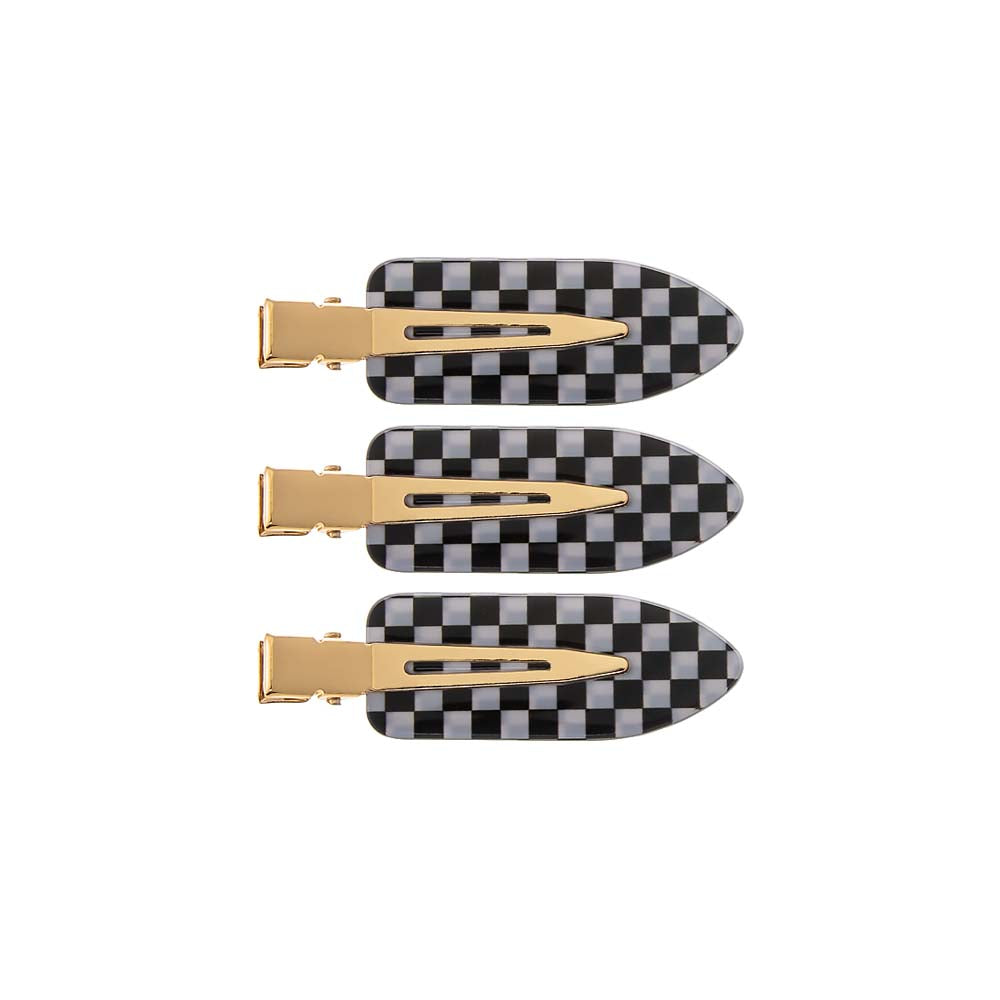 Black & White Checker Creaseless Clip Set - Adina Eden's Jewels
