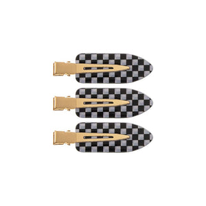 Black & White Checker Creaseless Clip Set - Adina Eden's Jewels