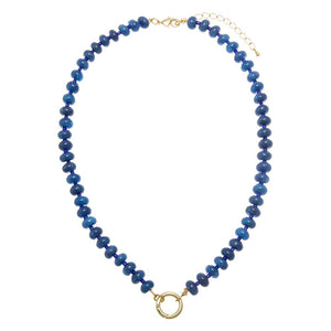 Blue Tiger Eye Natural Stone Beaded Clicker Necklace
