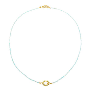 Light Green / 2MM Amazonite Natural Stone Beaded Chain Clicker Necklace - Adina Eden's Jewels