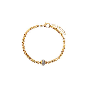 Pave Rondelle Wide Box Link Bracelet