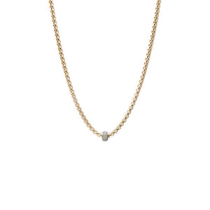 Gold Pave Rondelle Wide Box Link Necklace - Adina Eden's Jewels