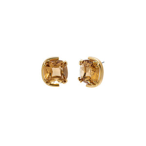 Topaz Yellow Champagne Half Bezeled Stud Earring - Adina Eden's Jewels