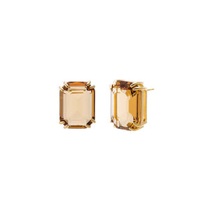 Topaz Yellow Colored Large Emerald Stud Earring - Adina Eden's Jewels