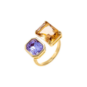 Multi-Color Champagne X Lilac Duo Statement Ring - Adina Eden's Jewels