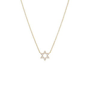 14K Gold Diamond Round X Baguette Open Star Of David Necklace 14K - Adina Eden's Jewels