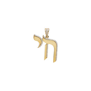 Diamond Pave Shape Chai Charm 14K