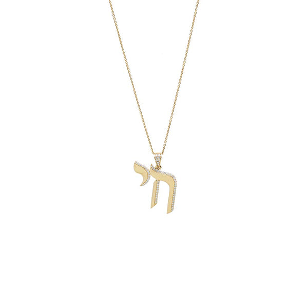 CZ Pave Shape Chai Charm Necklace – Adina Eden