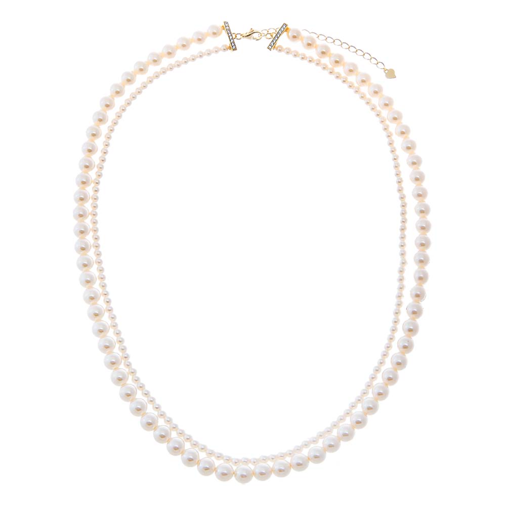 Pearl White Graduated Double Strand Pearl Necklace - Adina Eden's Jewels