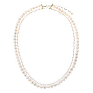 Pearl White Graduated Double Strand Pearl Necklace - Adina Eden's Jewels