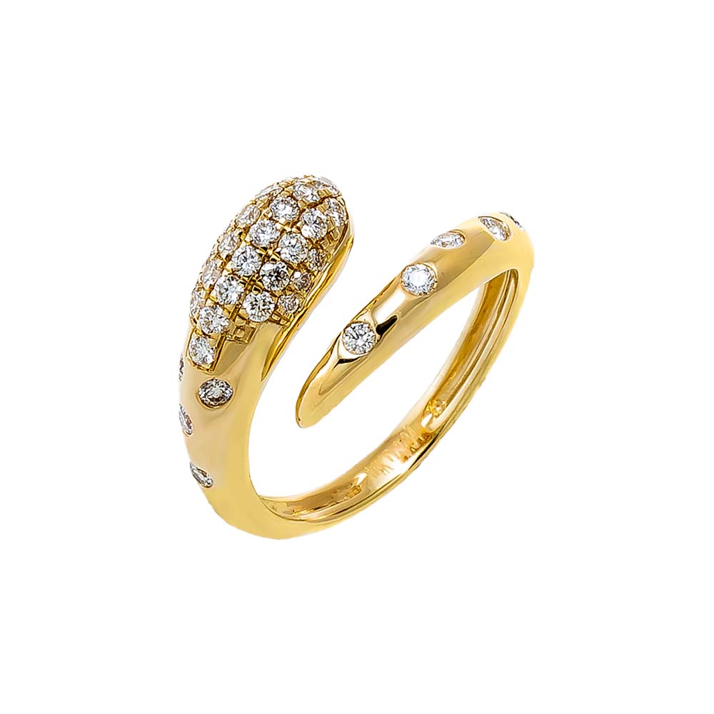 14K Gold / 3 Pave Diamond Snake Wrap Ring 14K - Adina Eden's Jewels