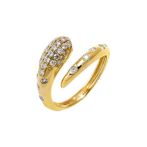 14K Gold / 3 Pave Diamond Snake Wrap Ring 14K - Adina Eden's Jewels