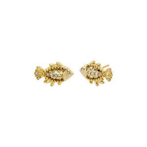 Gold CZ Fish Stud Earring - Adina Eden's Jewels
