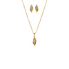 Gold Pave Shell Earring & Necklace Combo Set - Adina Eden's Jewels