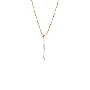 Gold Snake Boxed Chain Lariat Necklace - Adina Eden's Jewels