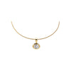 Colored CZ Oval Bezel Pendant Omega Chain Necklace