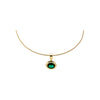 Colored CZ Oval Bezel Pendant Omega Chain Necklace