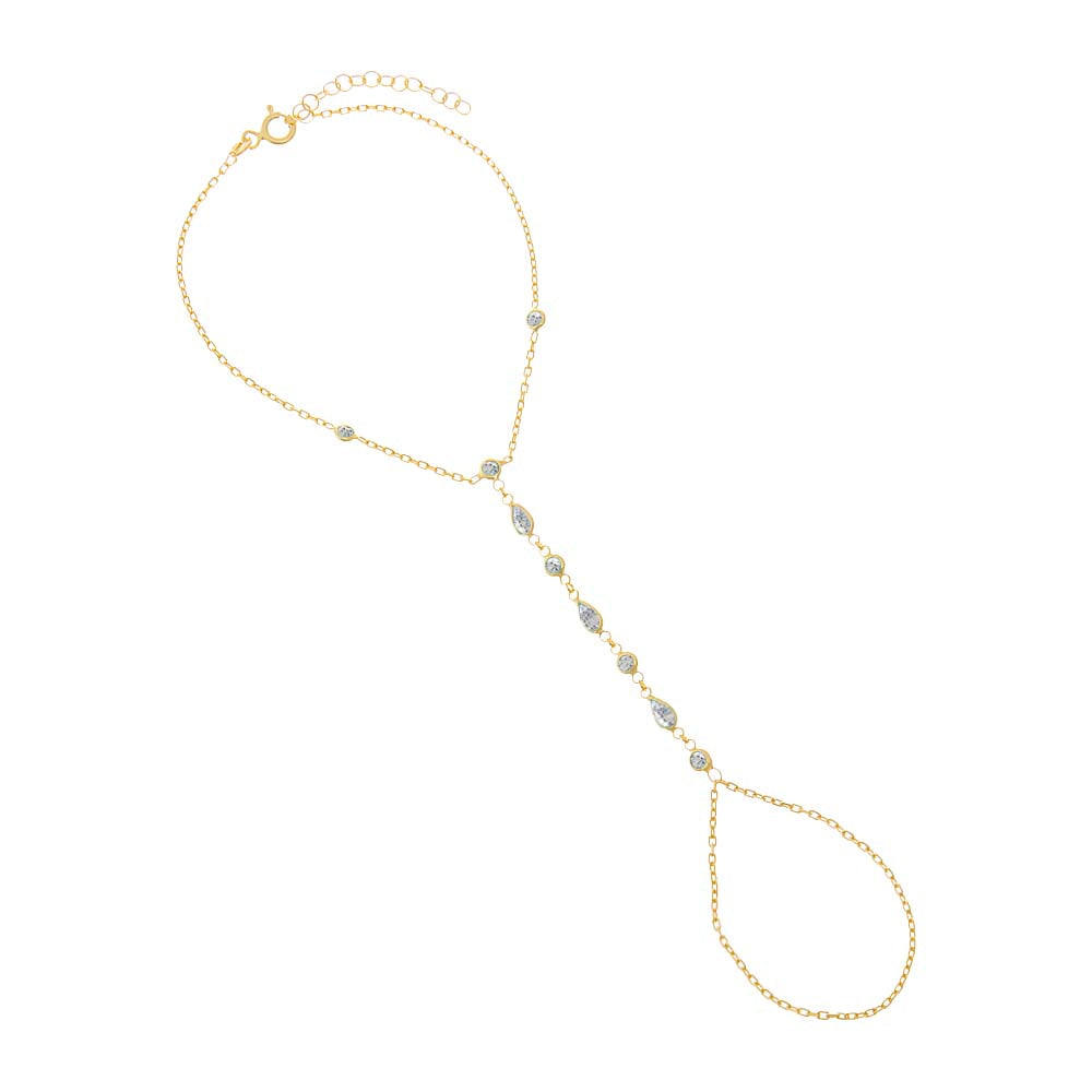 Colored CZ Multishape Bezel Hand Chain