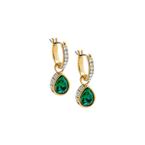 Emerald Green Colored Pear Pave Rimmed Drop Huggie Earring - Adina Eden's Jewels