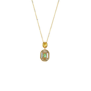 Gold Multi-Color Octagon Crystal Necklace - Adina Eden's Jewels
