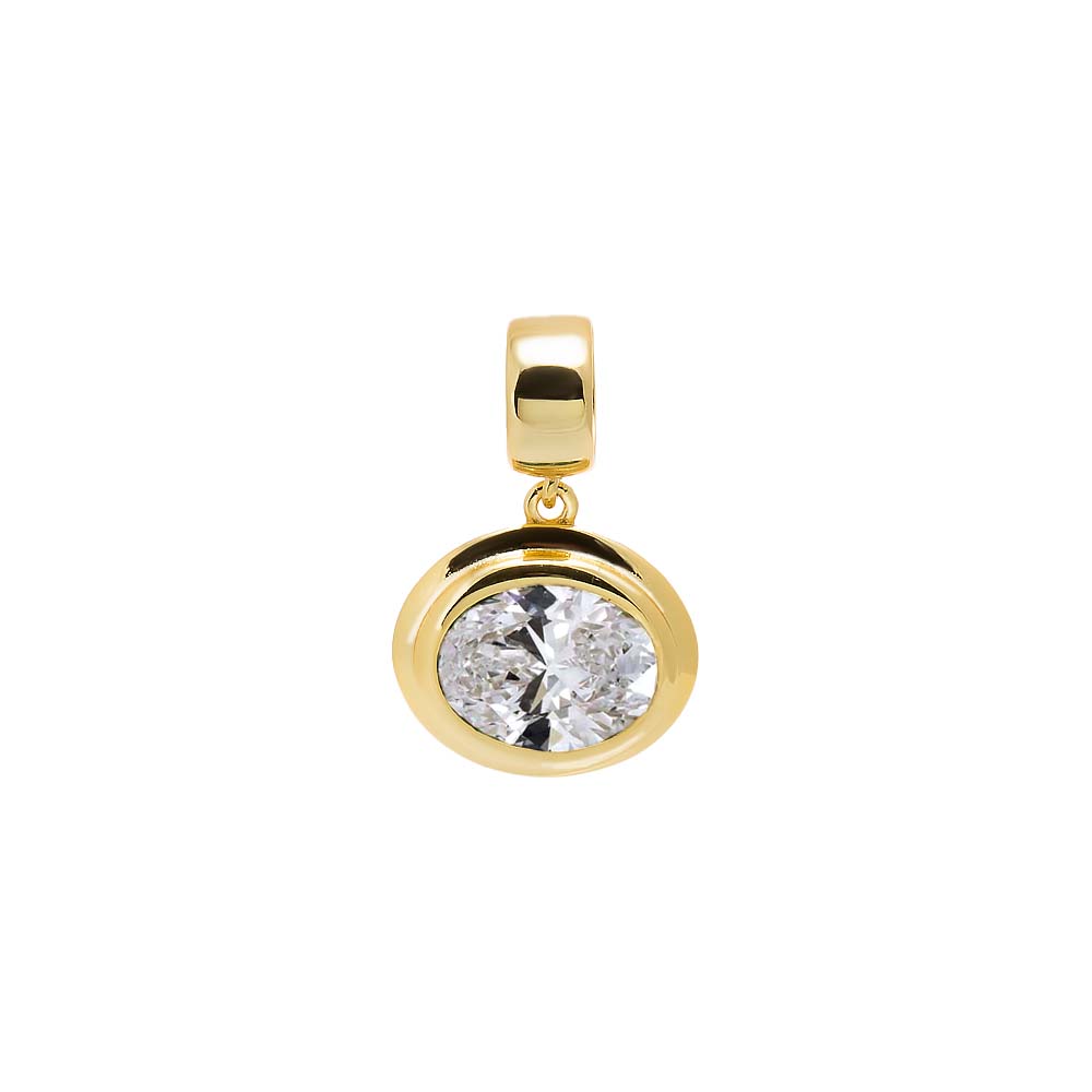Colored CZ Oval Bezel Pendant
