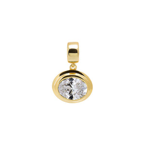 Colored CZ Oval Bezel Pendant