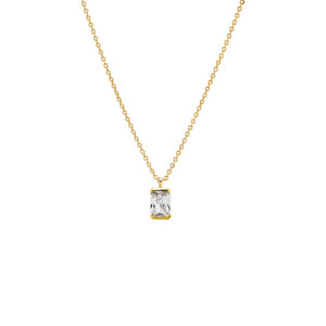 Gold Colored CZ Baguette Pendant Necklace - Adina Eden's Jewels