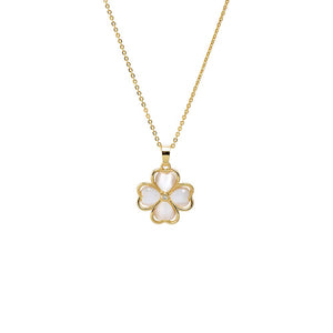 Mother of Pearl CZ Centere Mother Of Pearl Four Leaf Flower Necklace - Adina Eden's Jewels