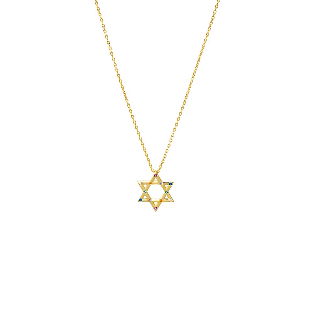 Multi-Color Multi Colored Star Of David Pendant Necklace - Adina Eden's Jewels