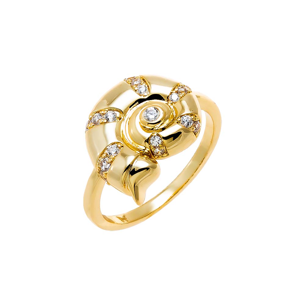 Gold / 6 CZ Nautilus Shell Ring - Adina Eden's Jewels