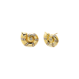 Gold CZ Nautilus Shell Stud Earring - Adina Eden's Jewels