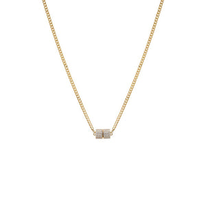 Gold CZ Pave Rondelle Cuban Chain Necklace - Adina Eden's Jewels