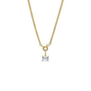 Gold Colored CZ Emerald Charm Cuban Toggle Necklace - Adina Eden's Jewels