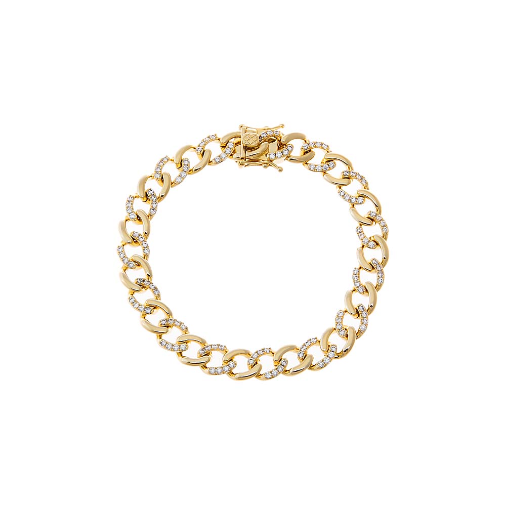 Gold CZ Curb Link Statement Bracelet - Adina Eden's Jewels