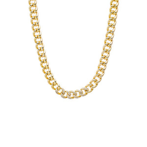 Gold Pave Accent Curb Link Necklace - Adina Eden's Jewels