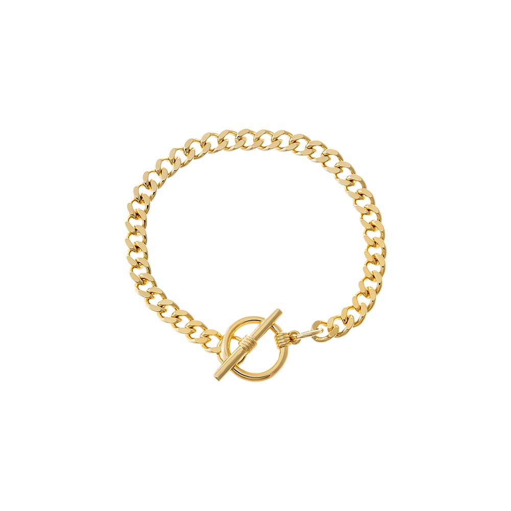 Gold Gold Curb Chain Toggle Bracelet - Adina Eden's Jewels