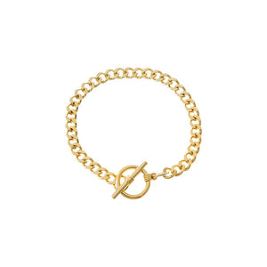 Gold Gold Curb Chain Toggle Bracelet - Adina Eden's Jewels